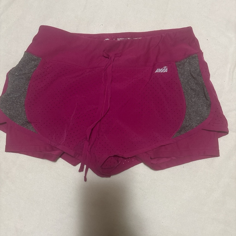Avia Women's Magenta and Charcoal Athletic Shorts
